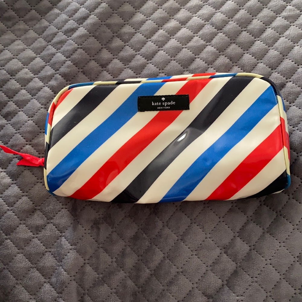 kate spade striped vinyl cosmetic bag